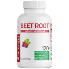 Close-up of Bronson Beet Root Extra Strength bottle.