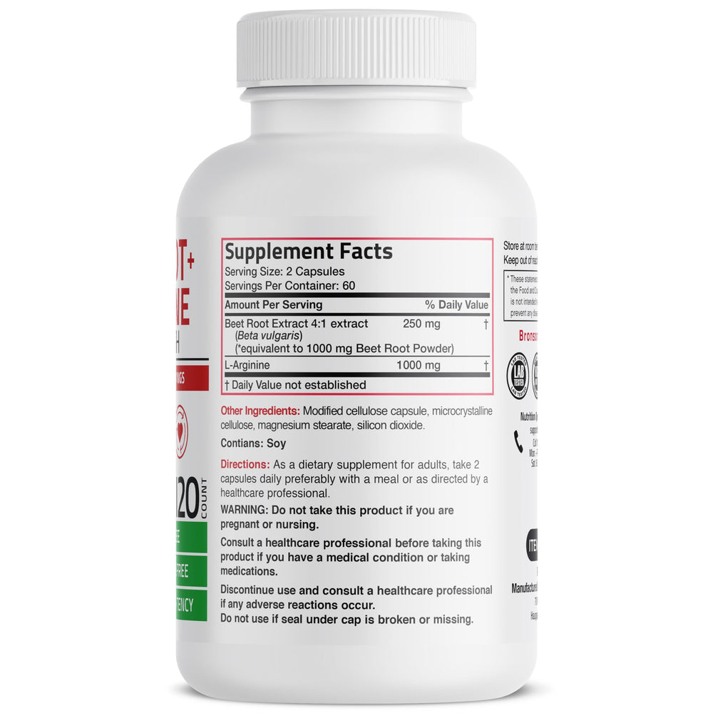 Bronson Beet Root + L-Arginine capsules close-up