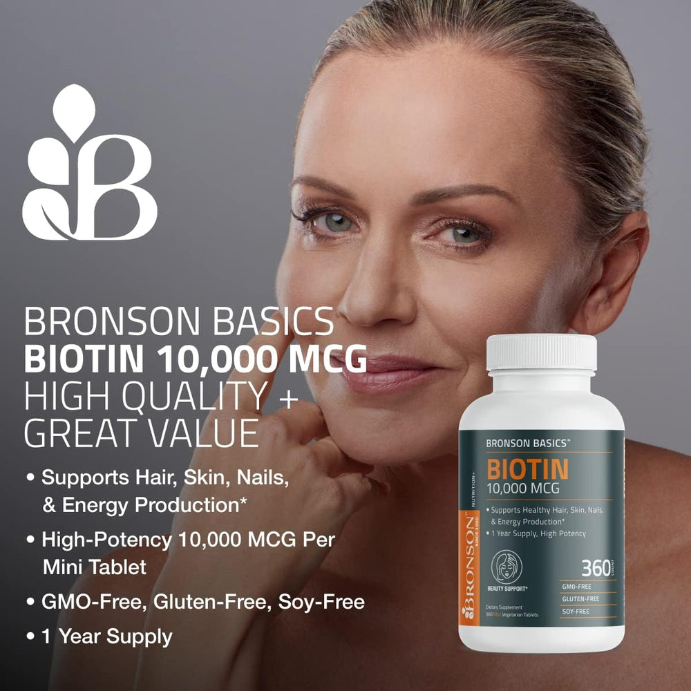 Biotin 10,000 mcg supplement label GMO-free gluten-free soy-free