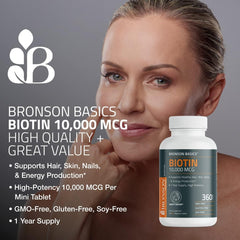 Biotin 10,000 mcg supplement label GMO-free gluten-free soy-free