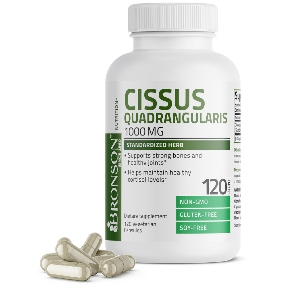 Bronson Cissus Quadrangularis 1000 mg capsules bottle (vegetarian, 120 count)
