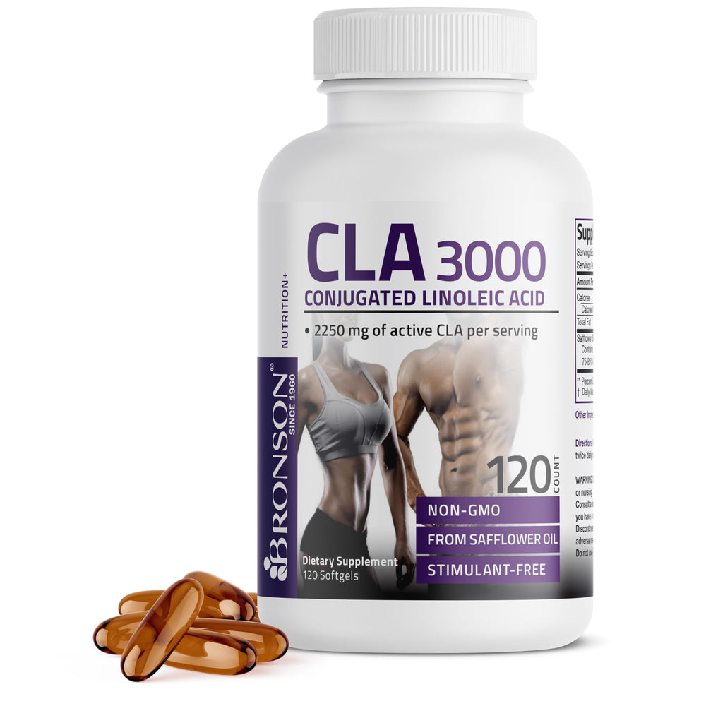 Bronson CLA 3000 bottle with label and 120 softgels