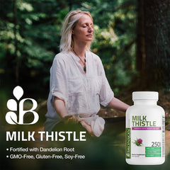 Bronson Dandelion Milk Thistle ingredient label close-up highlighting natural extract