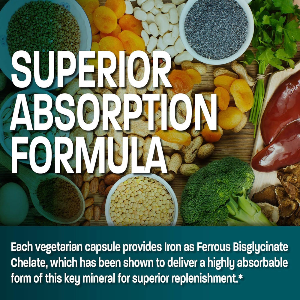 Iron supplement bottle and box