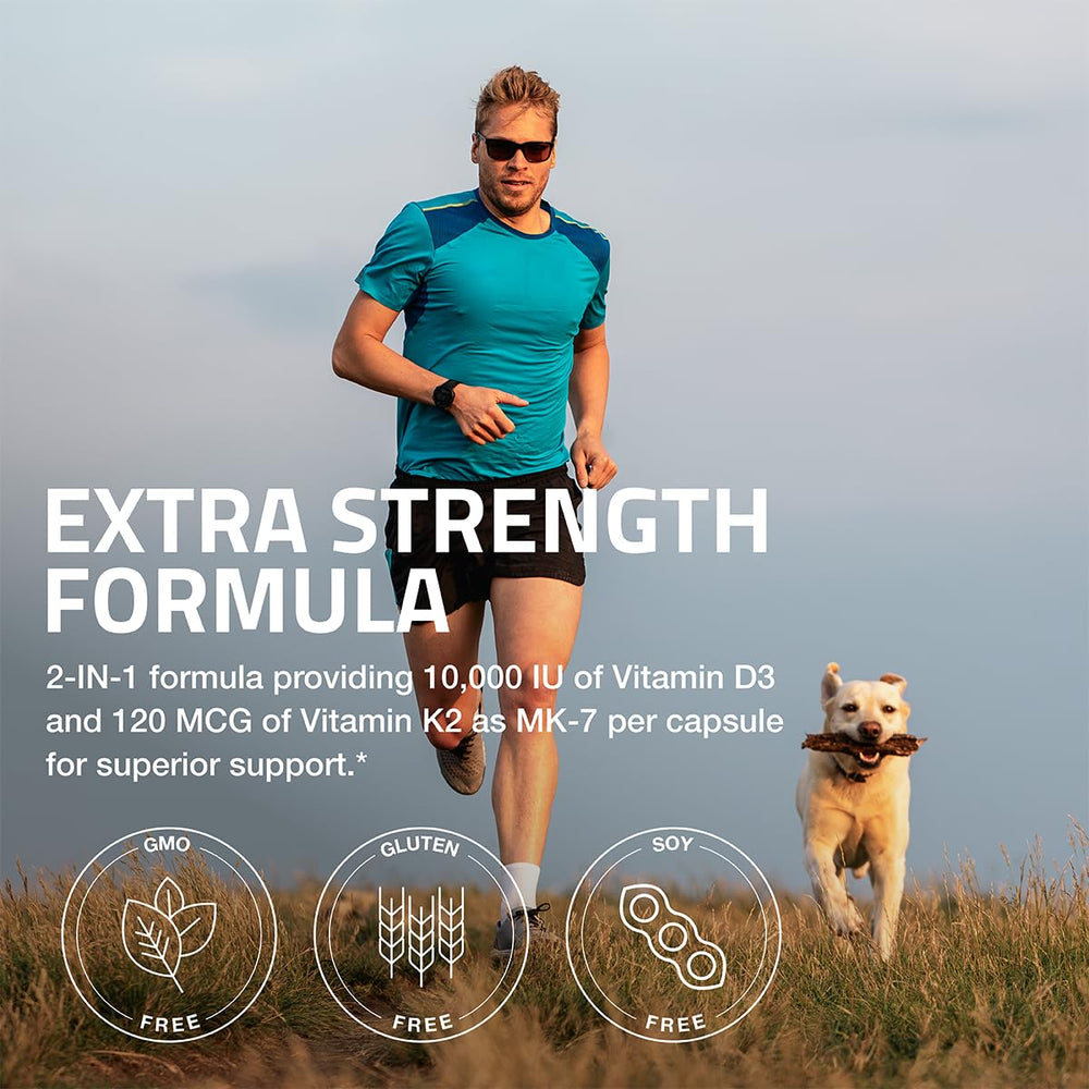 Infographic: Extra Strength K2 and D3 10,000 IU D3 and 120 mcg MK-7