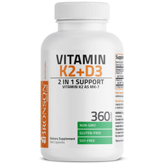 Close-up of Bronson K2 MK-7 label with 90 mcg