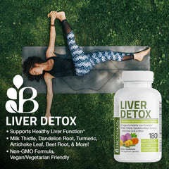 Liver detox ingredients list with milk thistle, dandelion root, turmeric