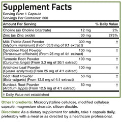 Bronson Liver Detox vegan formula label, soy-free and non-GMO confidence