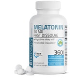 Bronson Melatonin 10 mg fast dissolve peppermint tablets near bottle