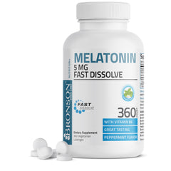 Bronson Melatonin 5mg fast-dissolve peppermint lozenges with Vitamin B6