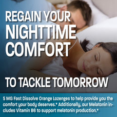 Back label with dosage instructions for Bronson Melatonin lozenges