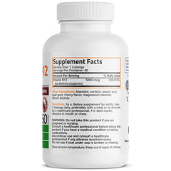 Close-up of Bronson Methyl B12 lozenges packaging