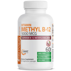 Vitamin B12 Methylcobalamin 5000 mcg label on bottle