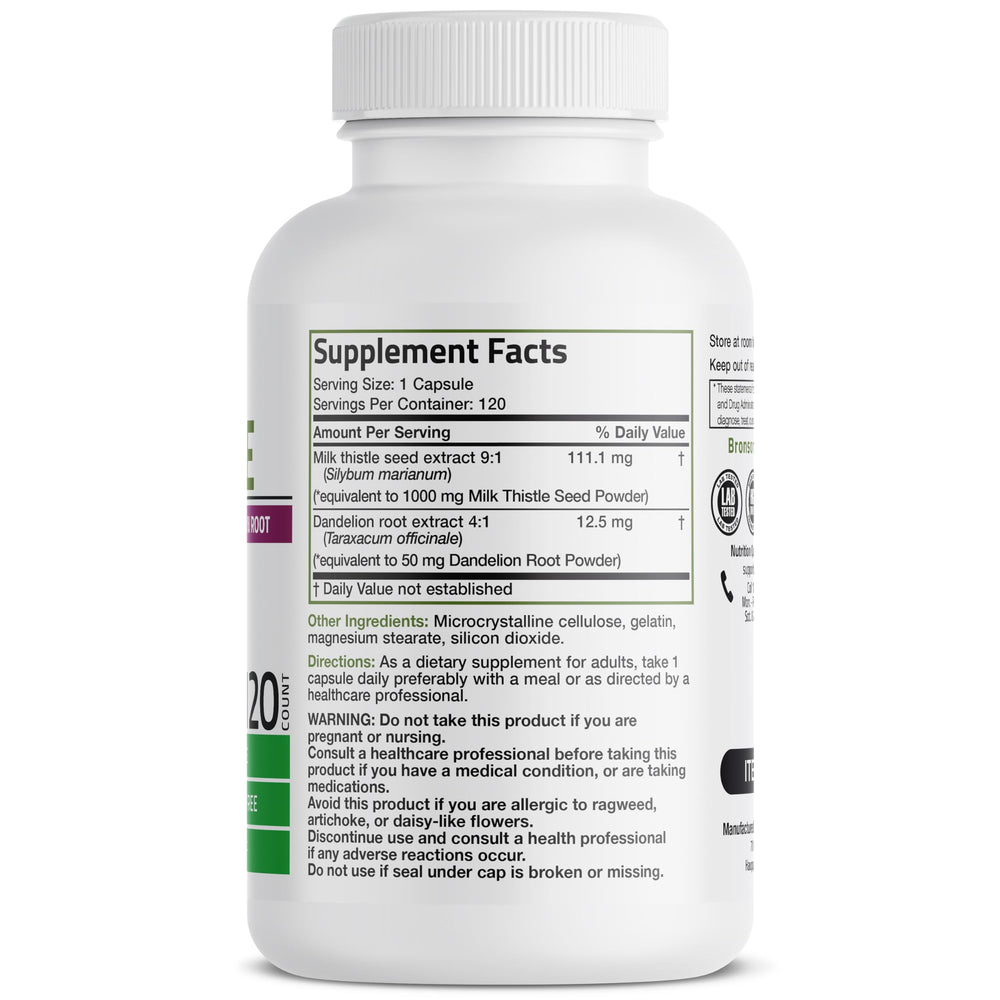 Bronson capsules close-up illustrating herbal liver support