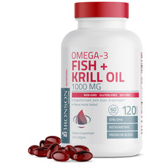 Bronson Omega-3 Fish + Krill Oil softgels