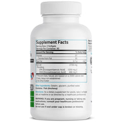 Back of Bronson Omega-3 Fish Oil Triple Strength bottle showing nutrition facts