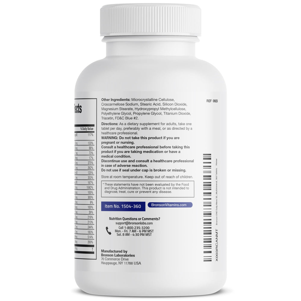 Ingredients list for Bronson ONE Daily Mens 50+ Multivitamin