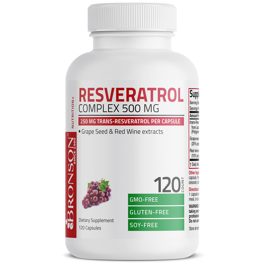 Supplement facts panel of Bronson Resveratrol 500 Complex
