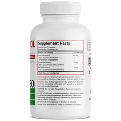 Close-up of Bronson Resveratrol 500 MG Complex label