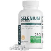 Bronson Selenium 200 mcg bottle label – yeast-free chelated mineral