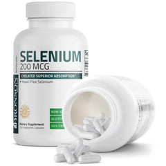 Close-up of selenium amino acid chelate capsules