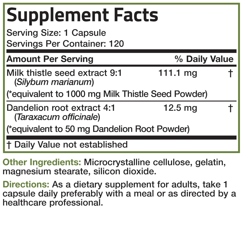 Bronson bottle with serving size and allergen warnings