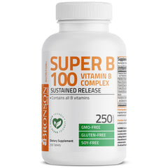 Illustration showing B vitamins included in Bronson Super B 100 formula