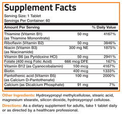 Ingredient and nutrition graphics for Bronson B vitamin complex