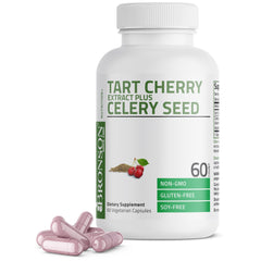 Bronson Tart Cherry Extract + Celery Seed Capsules bottle front view