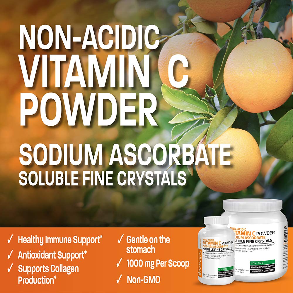 Soluble fine crystals of Bronson Vitamin C powder (sodium ascorbate)