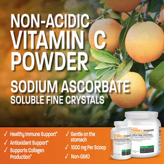 Soluble fine crystals of Bronson Vitamin C powder (sodium ascorbate)