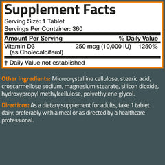 1 year supply label indicating 360 tablets