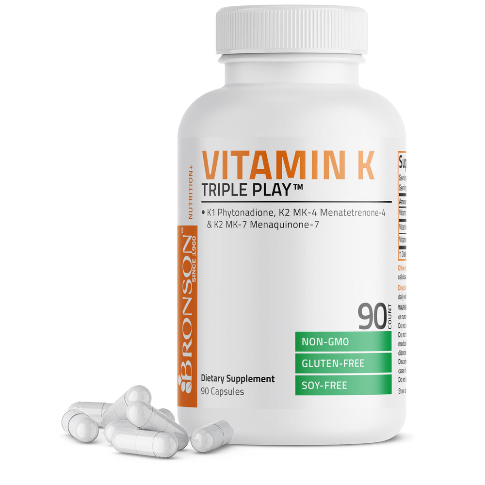 Bronson Vitamin K Triple Play bottle and packaging