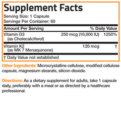 Infographic showing D3 10,000 IU and MK-7 120 mcg