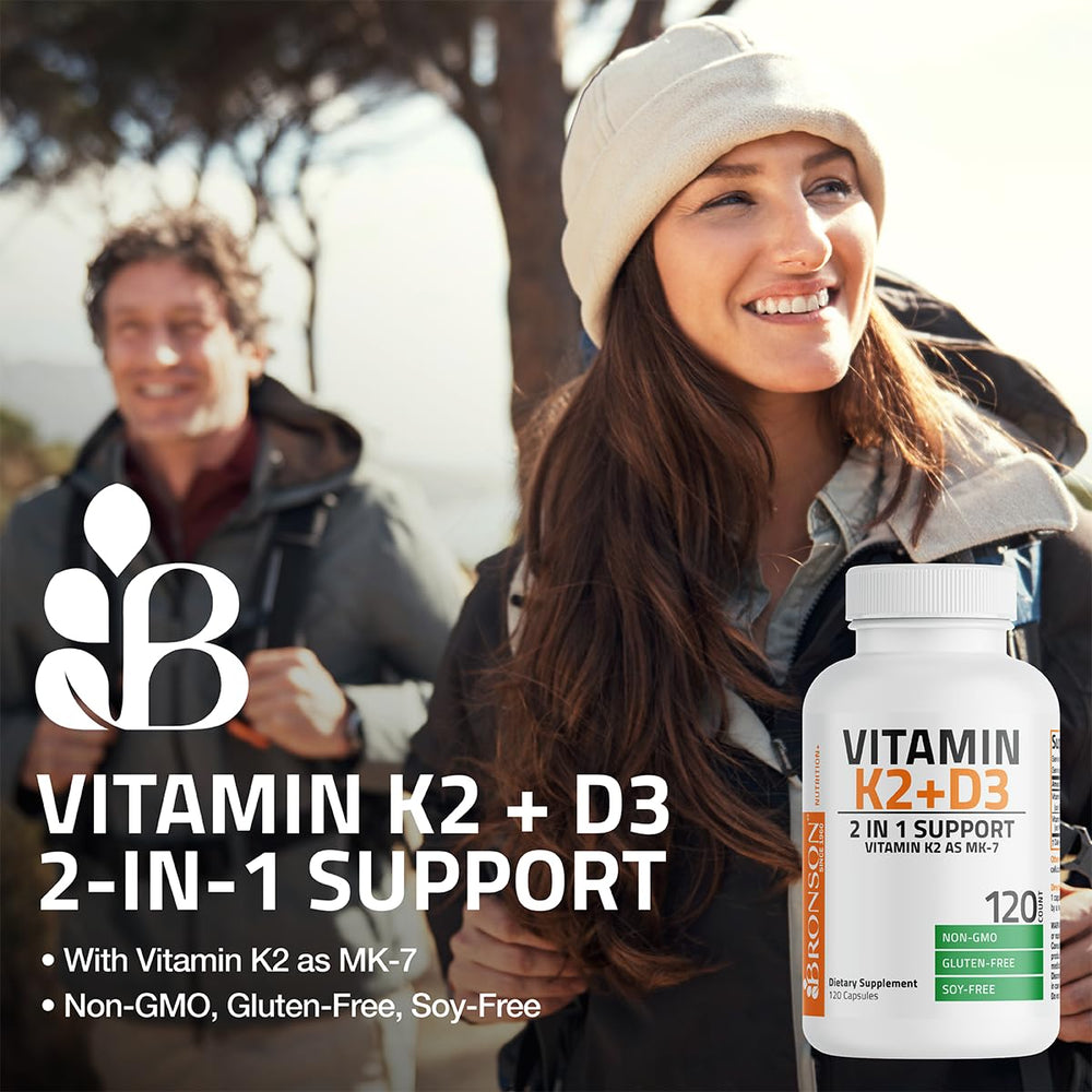 Bronson Vitamin K2 MK7 D3 label close up with ingredients
