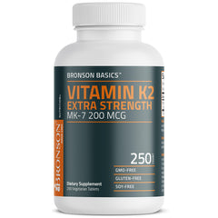 GMO-free, gluten-free and soy-free icons for Bronson Vitamin K2 MK-7
