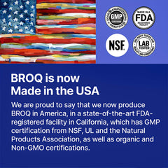 BROQ bottle with green leaf branding