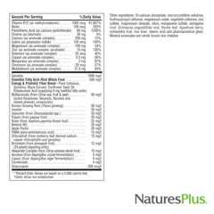 Whole-food ingredients including brown rice and spirulina