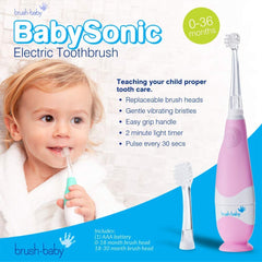 Close-up of BPA-free ultra-soft bristles on the BabySonic brush head