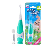 Front view of brush-baby BabySonic teal toothbrush