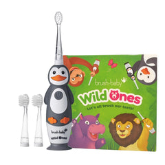 Penguin-themed Brush-Baby electric toothbrush front view