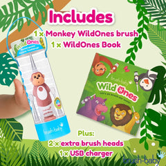 Illustrated WildOnes scene with animal characters for story time
