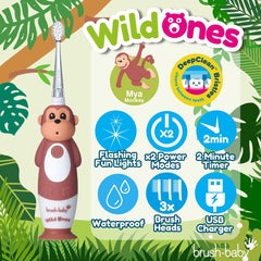 WildOnes story scene: child brushing teeth guided by characters