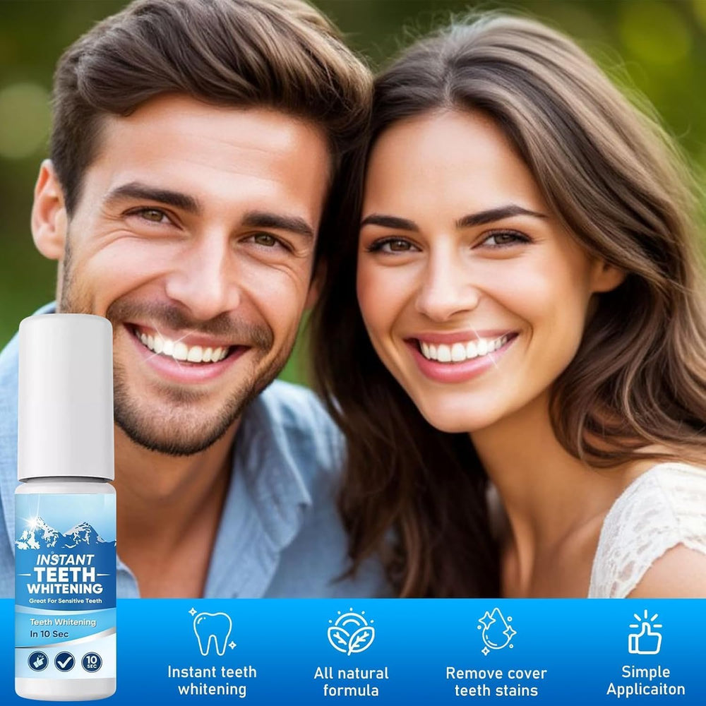 Teeth being brushed and drying with Tooth Paint