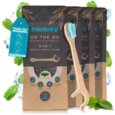 Brushee 12 pack bamboo toothbrush kit front view