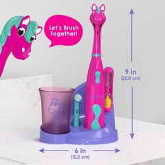 Animal-themed brush cover for Brusheez toothbrush
