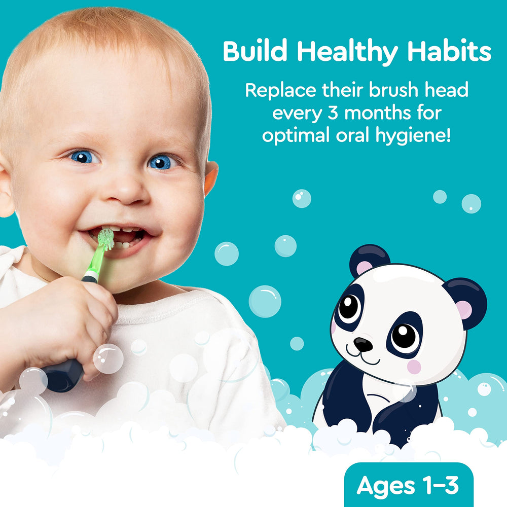 Color-coordinated replacement brush heads compatible with Little Brusheez toothbrush