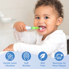 Close-up of ultra-soft bristles on Brusheez toddler toothbrush