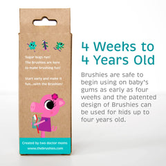 Dishwasher-safe BPA-free silicone material used in Brushies