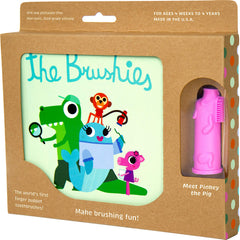 Front view of Brushies Pinkey Pig toddler toothbrush and storybook set